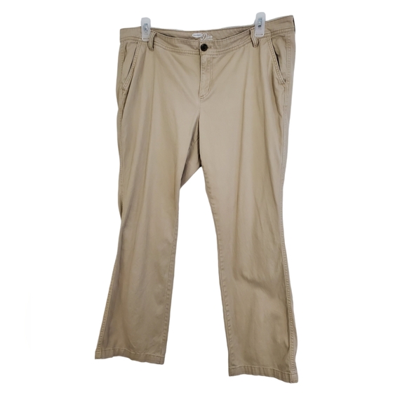 Old Navy The Diva Tan Khaki Pants Women's Size 18 Cotton Blend Pockets Bootcut - Picture 3 of 12